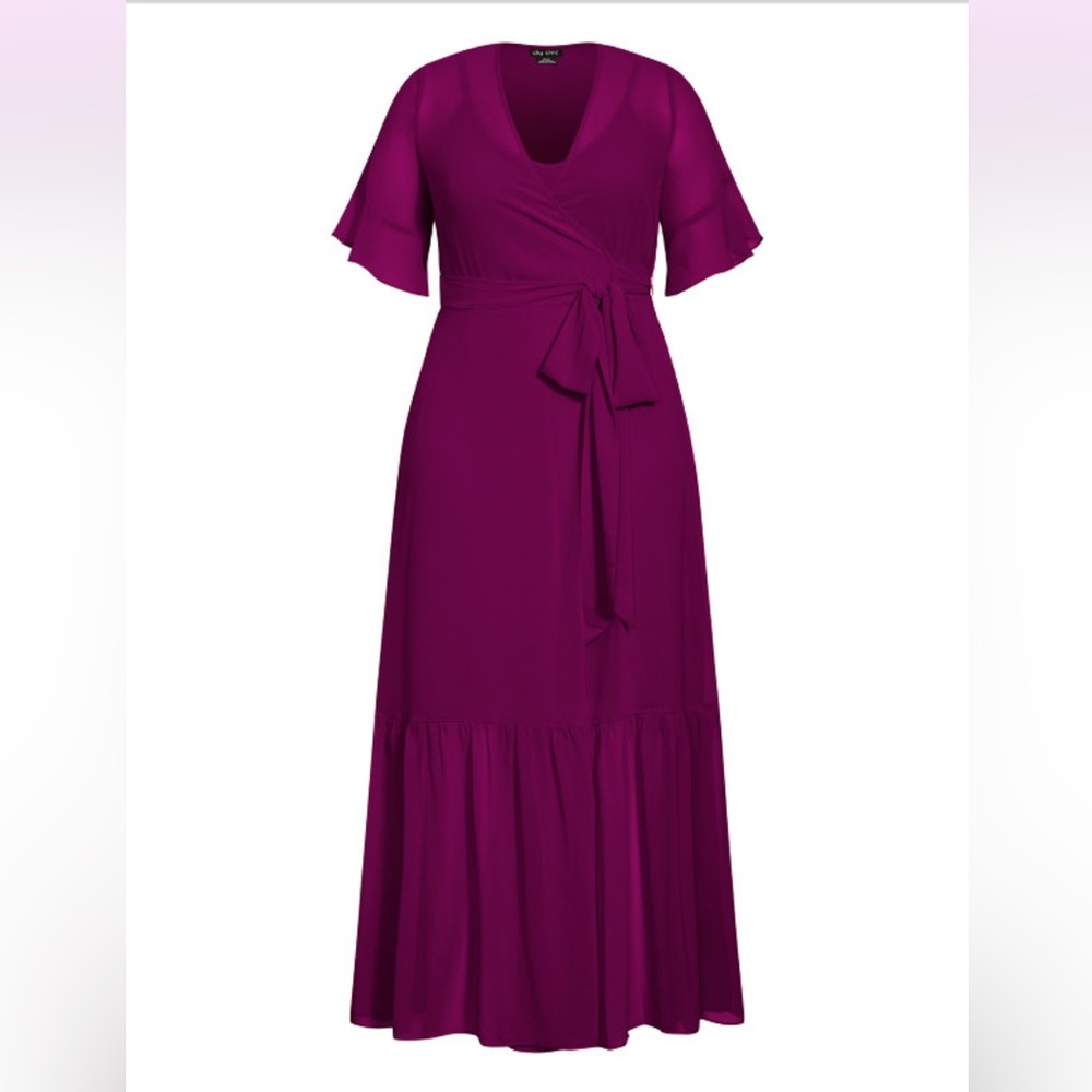 NEW City Chic flutter sleeve wrap maxi dress 16W - Picture 5 of 10